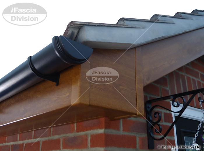 Light Oak Fascia Light Oak Soffit UPVC Black cast effect guttering