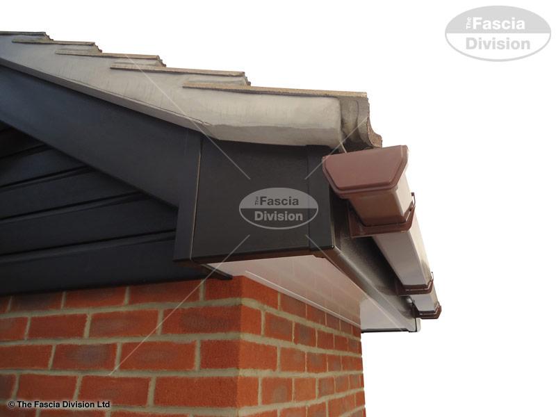 Black Ash Fascia White Soffit UPVC Brown Square Guttering