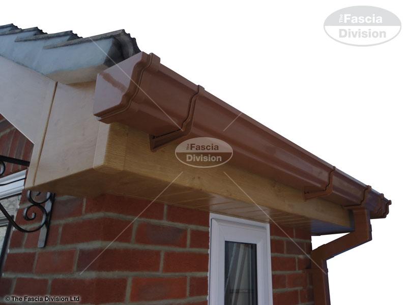 UPVC Irish Oak Fascia, Irish Oak Tongue and Groove Soffit, UPVC Caramel Ogee Guttering